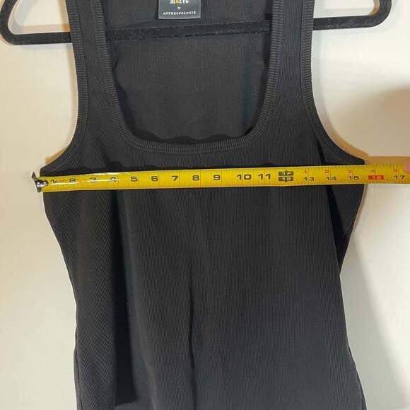 Anthropologie MAEVE Women Rib Tank Size L Black Square Neck Casual Summer - Picture 4 of 5